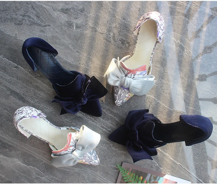 

Высокий класс на показ, принт с жемчугом на высоком каблуке и с бантом; Туфли на высоком каблуке кожа универсальные Звездный женская обувь