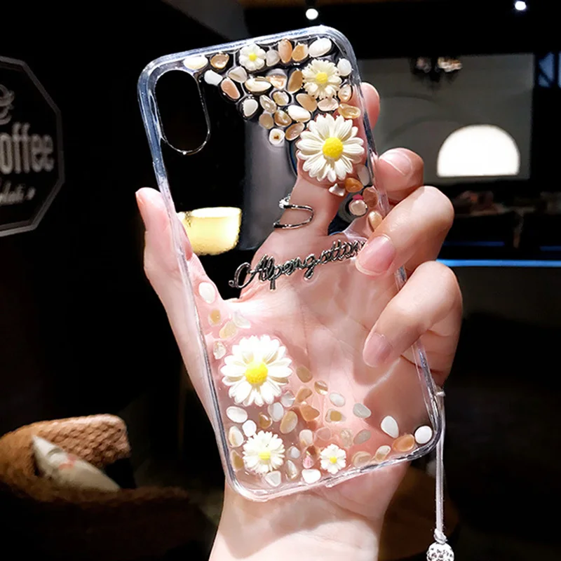 Tfshining/милые чехлы для телефонов с объемными ромашками и цветами iphone 11 11Pro Max XS 6 6S 7 8