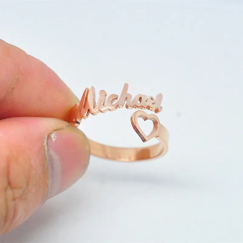 Кольцо с именем на заказ кольца в форме сердца ювелирные изделия для детей и пар