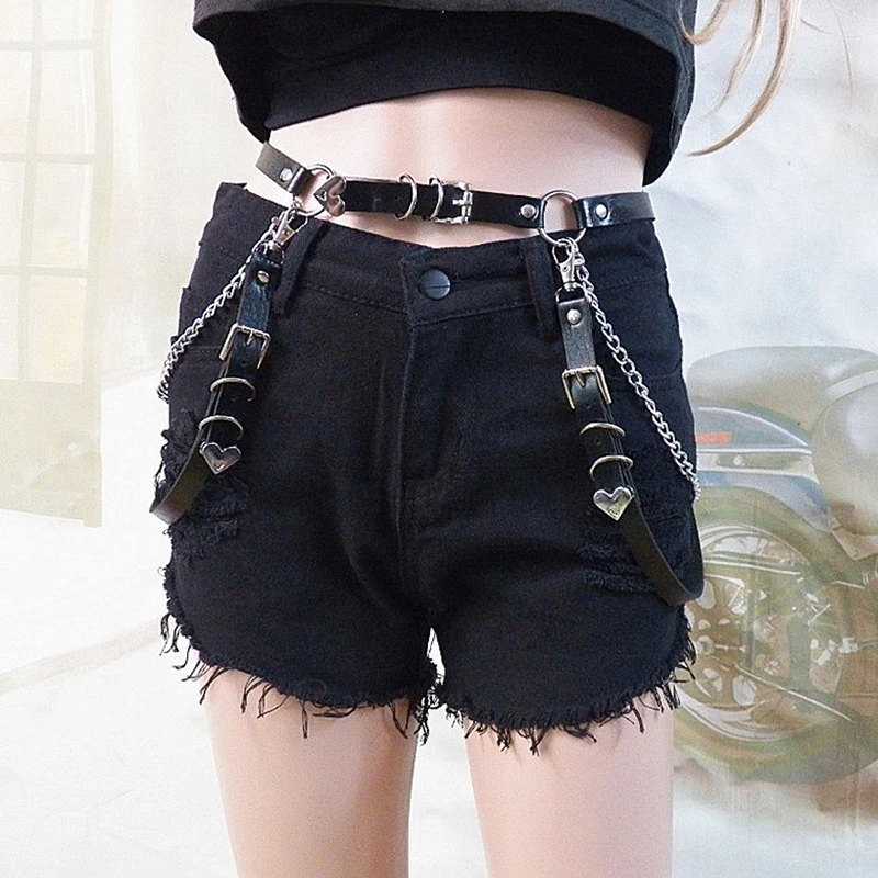 

Love Heart Girl Hiphop Chain Belt Women Sweet Adjustable Disco Dancing Belt Punk Style