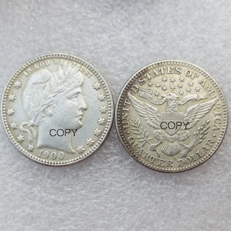 

США Парикмахерская четверть долларов 1900 разных мятных посеребренных копировальных монет