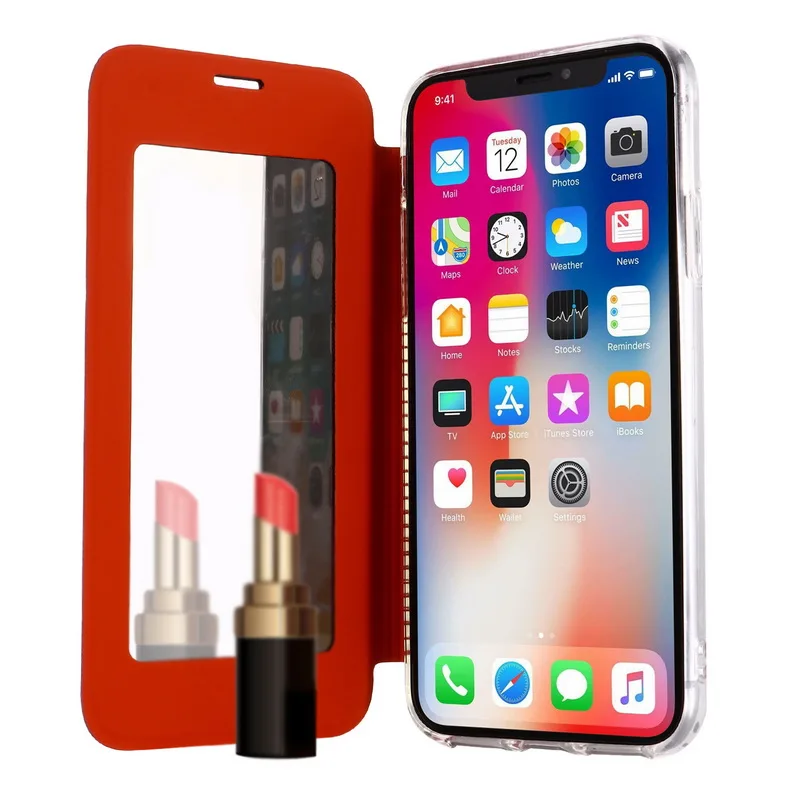 Ультратонкое Зеркало чехол для iPhone XR X XS Max 7 8 Plus 7plus 8plus 6 6s sPlus Флип кожаный