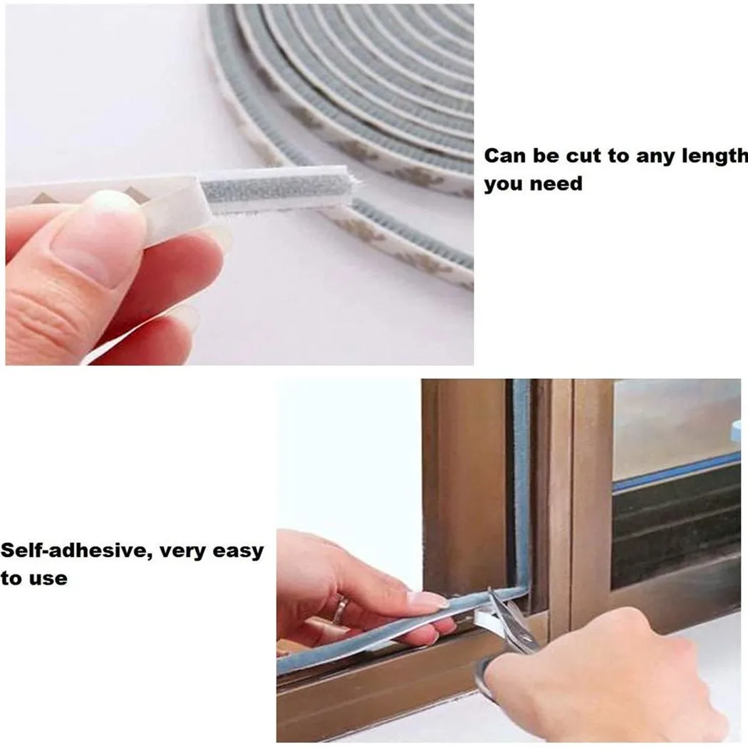 

Weather Stripping Door Self Adhesive- Brush Seal Strip Casement Anti-collision Rubber Strip Foam Sound Insulation Strip