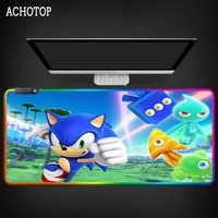 sonic anime gaming mousepad rgb speed locking edge mouse pad large natural rubber game desk keyboad with backlit mat for cs go