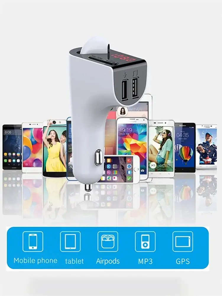 

FM Transmitter Car Charger Car Bluetooth 5.0 FM Transmitter 5V/3.1A Dual USB Ports Charger Handsfree Car Kit FM Radio Adapter