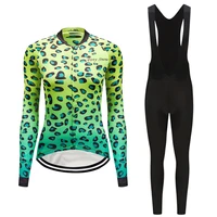 2022 womens cycling jersey set mtb maillot long sleeve bicycle clothing kit triathlon suit leopard bike clothes sports uniform