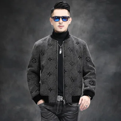 

Новинка Осень-зима 2021, бейсбольная шерстяная куртка Haining с воротником, мужская куртка из композитного меха с одним мехом