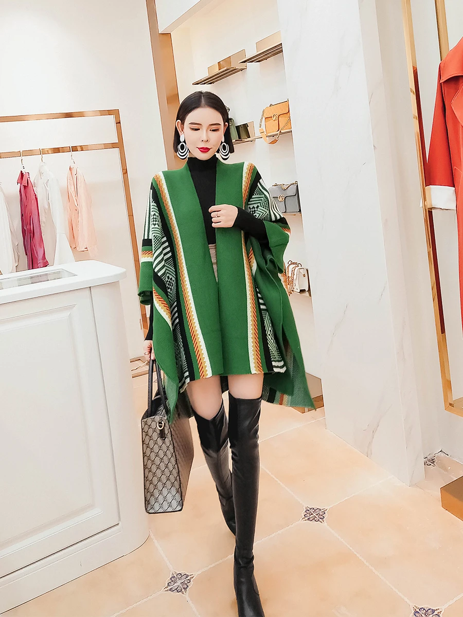 [EWQ] 2019 осень зима новый шарф воротник высокое качество цветной блок полосатый