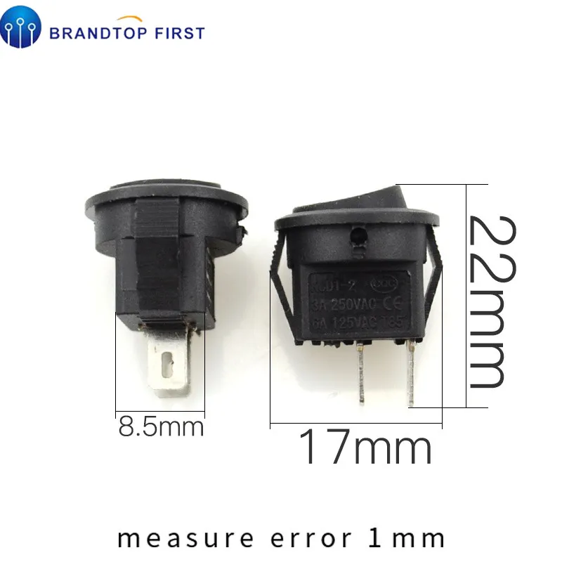 5 шт. 15 мм маленькие круглые черные 2 контактный 3A/250V 6A/125V кулисный переключатель