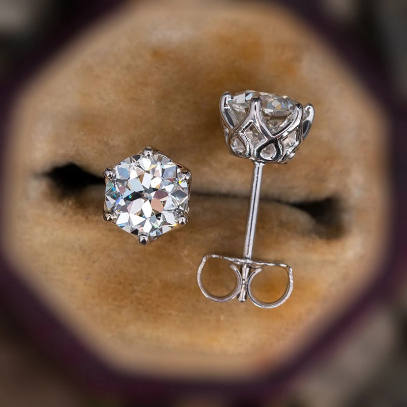 

ADELE 925 Silver 1.0 Ct New Classic Round Cut Shiny SONA Stone Mesh Earrings Wedding Jewelry Women