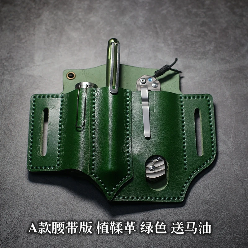 

EDC Hand Made First Top Layer Cowhide Vegetable Tanned Leather Waist Sheath Holster Cover Portable Storage Multifunction Tools