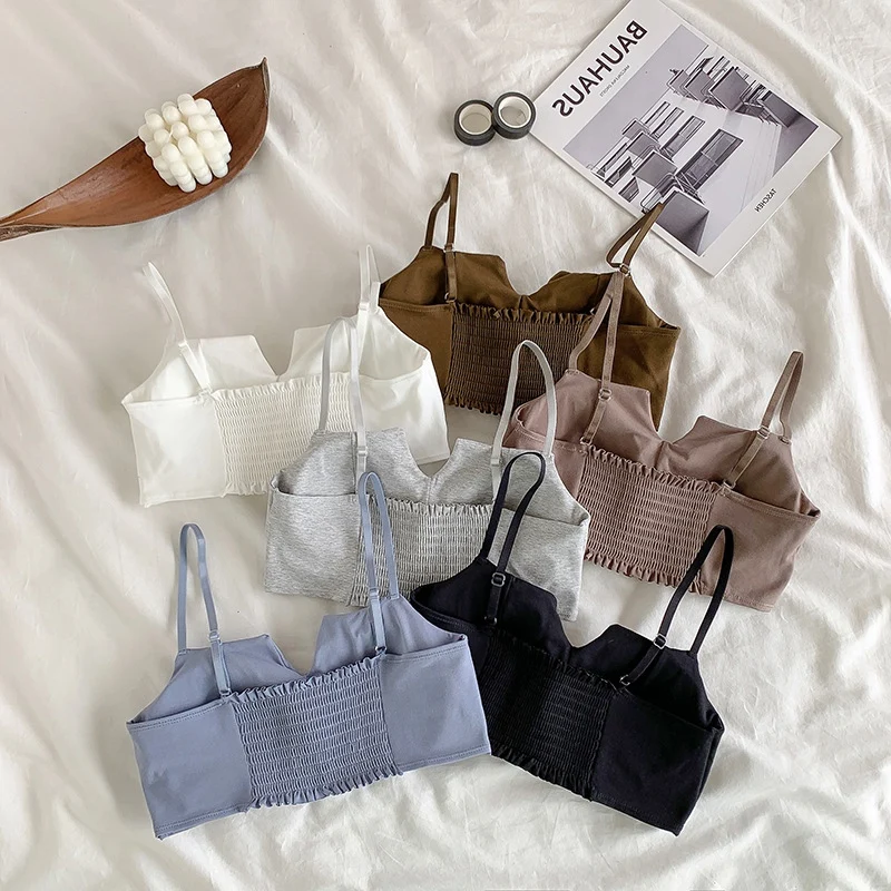 

Women's French Summer Thin Large Breasts Show Little Girl Without Steel Ring Vest One Size