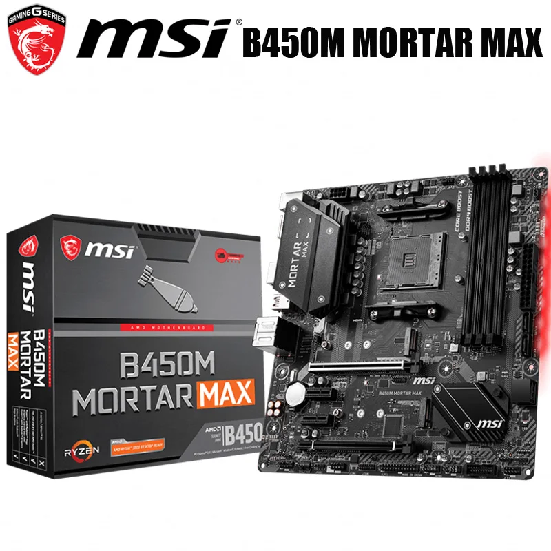 Сокет AM4 Материнская плата MSI B450M MORTAR MAX с процессором AMD Ryzen 9 DDR4 64 ГБ настольная материнская плата B450 с поддержкой HDMI.