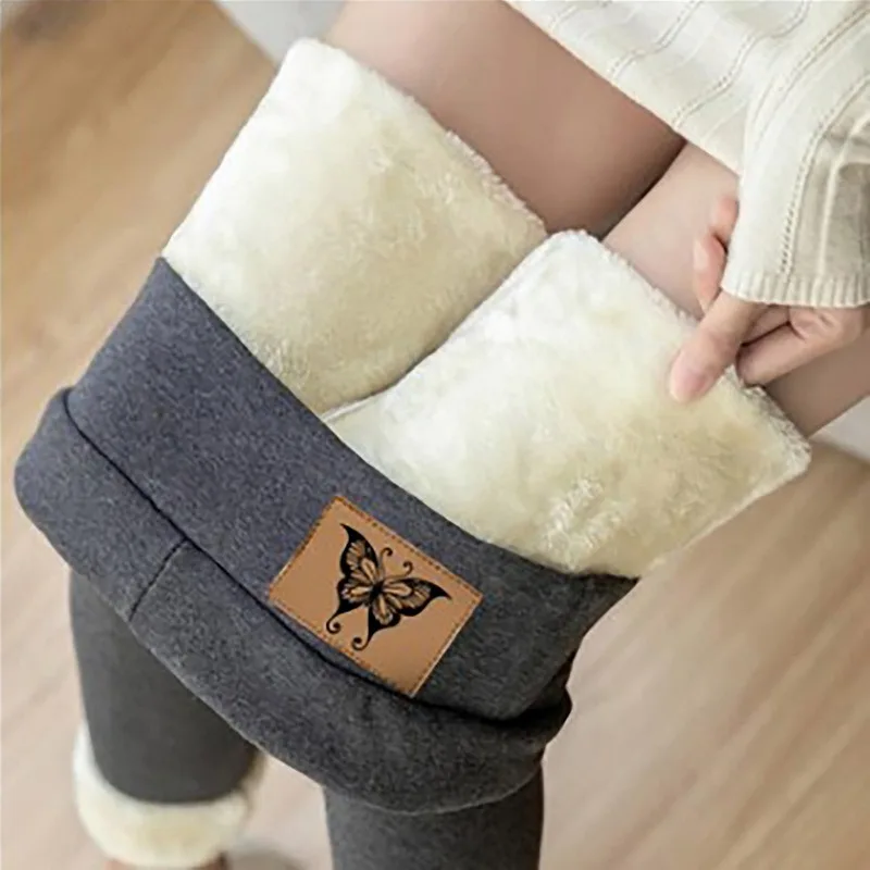 

ASHEYWR Women Winter Leggings Slim Plush Velvet Thermal Thick Legging Skinny High Waist Keep Warm Leggins Lamb Wool Woman