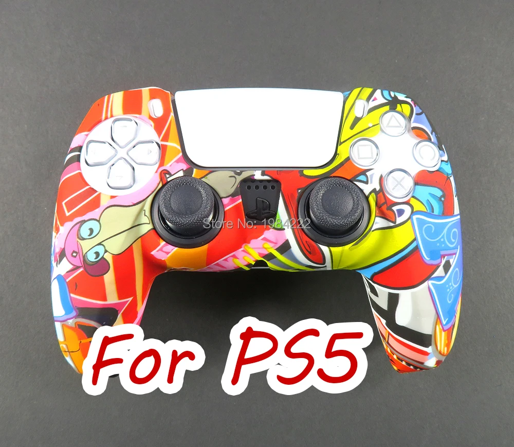 

10 шт в упаковке, новая анти-скольжения протектор чехол КРЫШКА ДЛЯ Игровые приставки 5 силиконовый чехол Гидрографический Печатный силиконо...