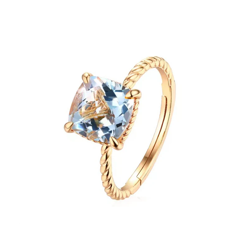 

LY 925 Sterling Silver Synthetic Red/Pink/Yellow Crystal Elegant Trendy Fashion Princess Open Ring for Women Jewelry Gift