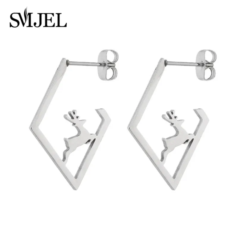 

Punk Stainless Steel Earings Fashion Jewelry Round Triangle Ear Studs Cross Star Dragonfly Music Stud Earrings Pendientes Gifts