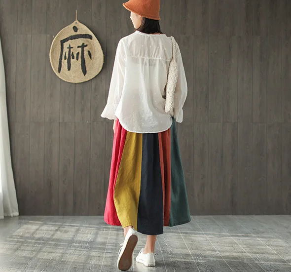 Простая Весенняя хлопковая рубашка с вышивкой и длинными рукавами Женская