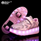 Детские кроссовки-ролики со светодиодной подсветкой, размеры 28-40