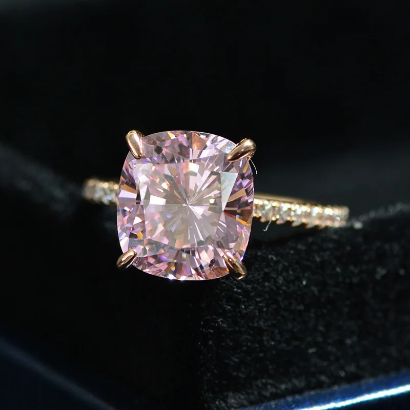 

COSYA 100% 925 Sterling Silver 10*10mm Rose Gold Square High Carbon Diamond Bridal Rings Luxury Party Fine Jewelry Wholesale