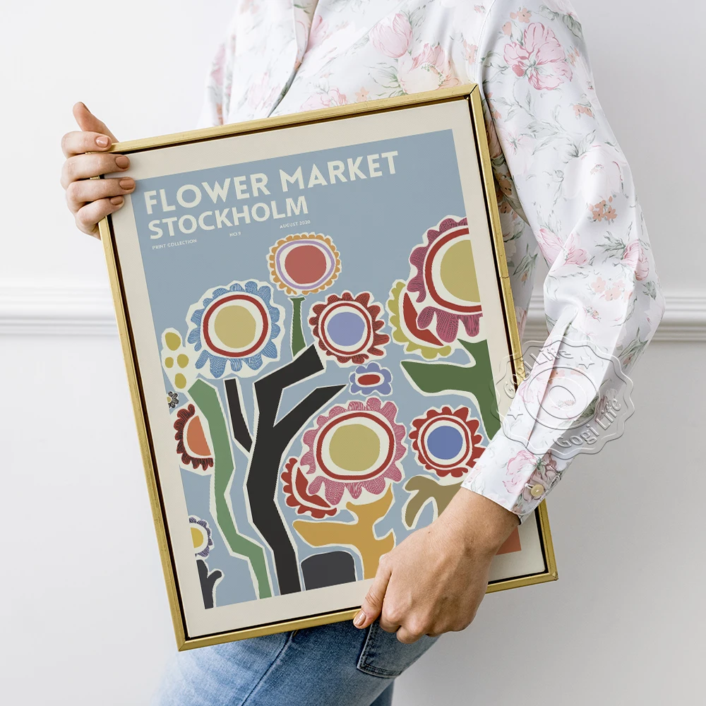 

Astrid Wilson Collection Exhibition Prints Poster, Stockholm Flower Market Abstract Art Prints, Vintage Plant Art Illustration