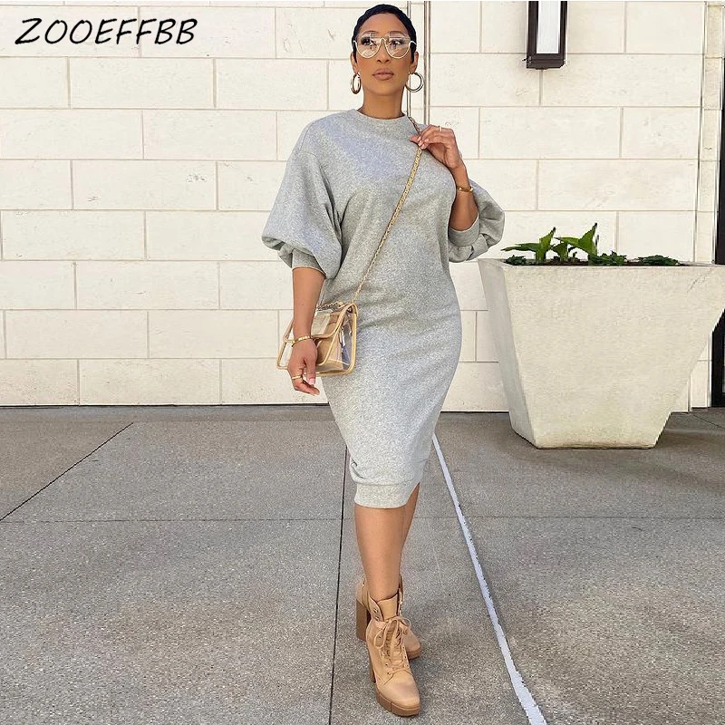 

Женское платье-свитшот с длинным рукавом, свободного покроя