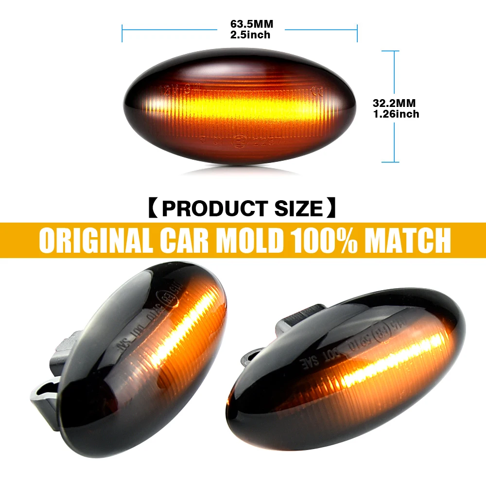 

2 шт. для Peugeot Partner 407 307 Toyota Aygo Fiat Scudo, Динамический светодиодный поворотный сигнал, боковые габаритные огни, последовательная лампа указателя ...