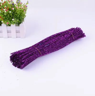 Glitter Purple 30*0,6 см блестящий топ, корень волос, кривая палочка для детей, для детского сада, ручной работы, материал для рукоделия, Рождественские елки, вечерние украшения, 100 шт - Цвет: Glitter Purple