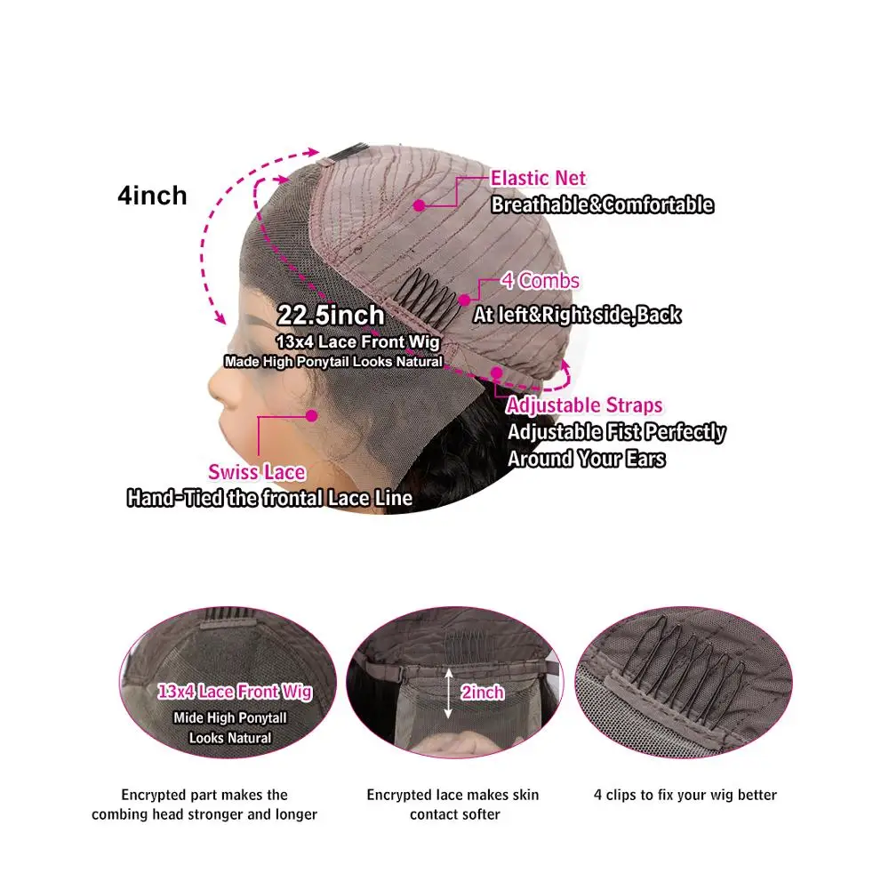 8 26 дюймов 13*4 парик из человеческих волос Remy перуанская волна тела предварительно