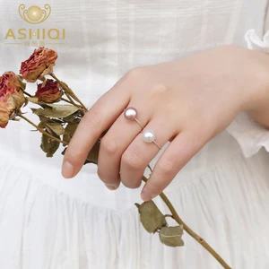 Женское кольцо из серебра с натуральным пресноводным жемчугом