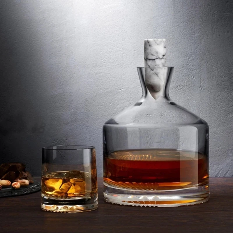 

novelty home bar 3 Pcs Whiskey Decanter Set with 2 Pcs old fashioned glass for Liquor Scotch Bourbon 210311-01