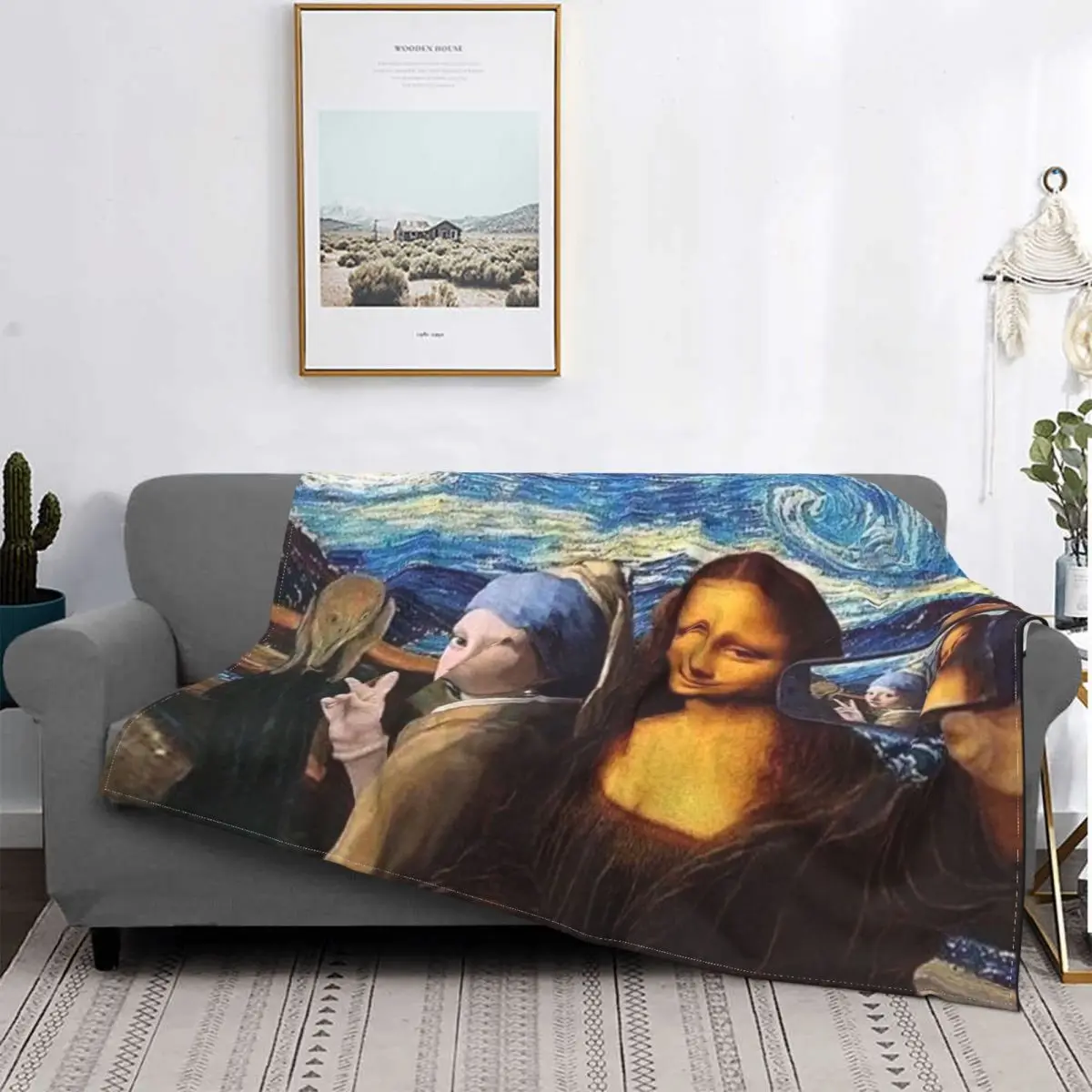 

Classical Mona Lisa Blanket Da Vinci Art Selfie Painting Plush Warm Soft Flannel Fleece Throw Blankets For Sofa Bedding Cover