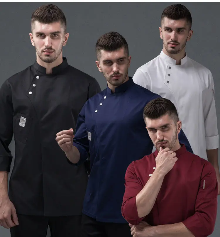 

Одежда шеф-повара с длинным рукавом, униформа для ресторана, кухни, пальто для шеф-повара, куртки для работы официанта, профессиональная униформа, комбинезоны, наряд
