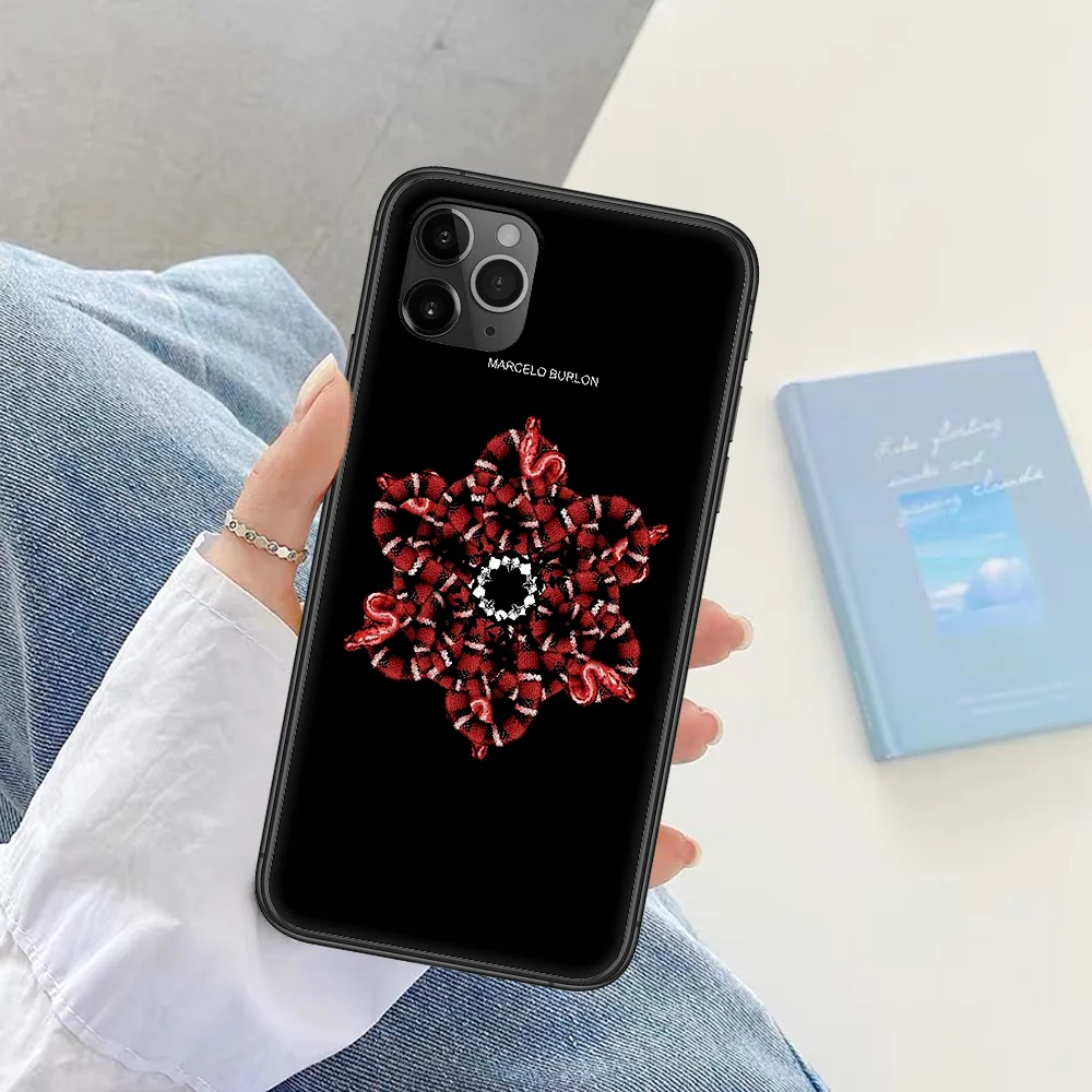 

Marcelos brand Burlons Phone Case Cover Hull For iphone 5 5s se 2 6 6s 7 8 12 mini plus X XS XR 11 PRO MAX black luxury hoesjes