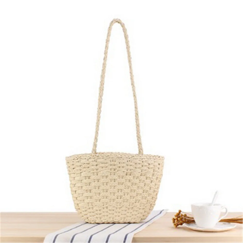 Latest Design Chic Ladies Beach Summer Vacation Handbag Fashion Straw Messenger Rattan Tote Bag Female