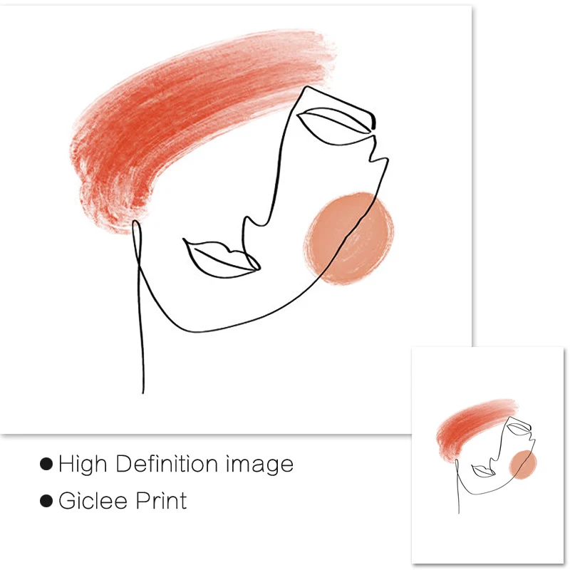 

Minimalist Face Sketch Print Line Drawing Print Wall Art Canvas Painting Bedroom Decor Posters and Prints Picture Home Decor