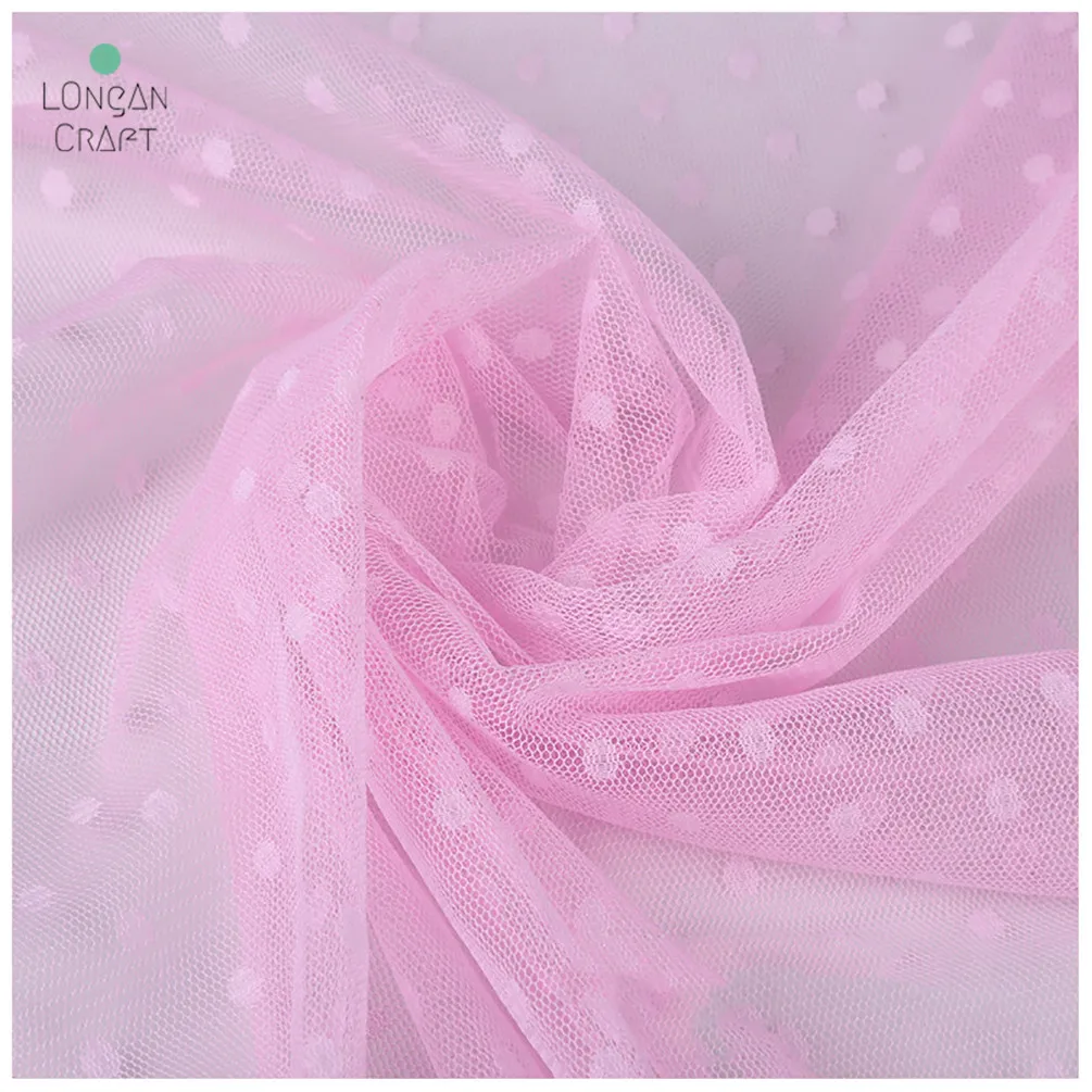 1 метр черно-белая Флокированная сетка в горошек Тюлевая ткань высокое качество