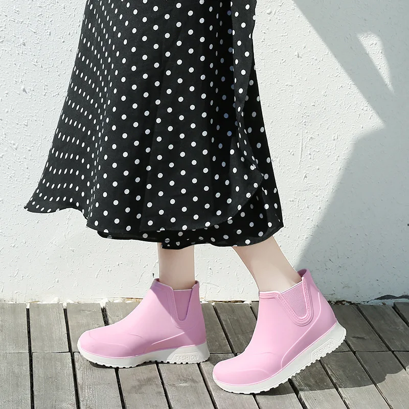 

Rain shoes female anti-skid rain boots parent short tube leisure fashion water shoes children student rubber boots