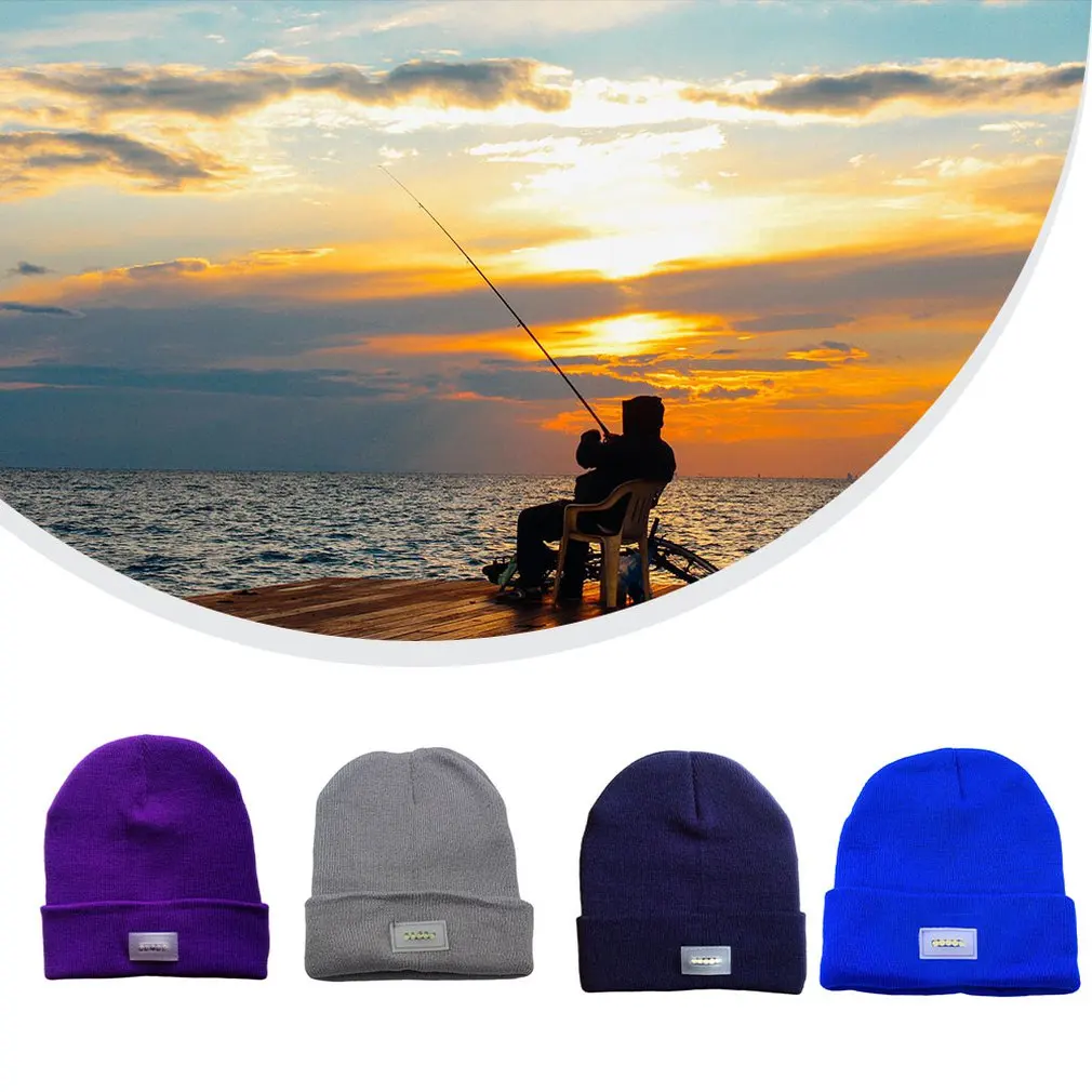 

5 LED Lamp Hat Woolen Knitted Hat Luminous Hat Flash Men Women Camping Outdoor Fishing Running Beanie Hat Light