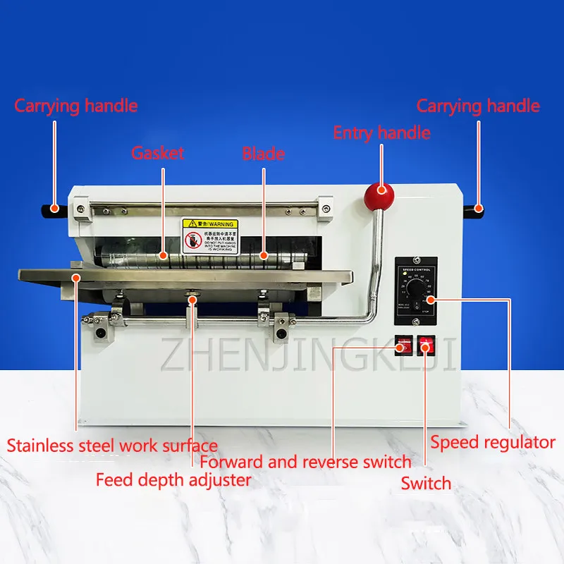 

220V Electric Leather Cutting Machine Small Commercial Motor-Driven Stainless Steel Workbench Processing Equipment Strip cutter