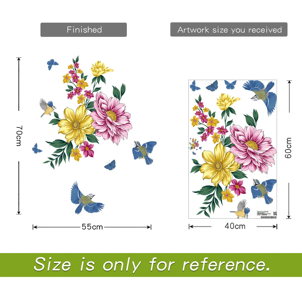 

Flowers and Birds Wall Sticker Flower Girl Removable Bedroom Decor Wall Decals Home Decor Living Room New Classical Post Modern