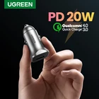 Автомобильное зарядное устройство UGREEN PD 20 Вт, USB Type C, быстрая зарядка 4,0, 3,0, QC, для iPhone 13, 12, 11, Samsung мобильный телефон, автомобильное зарядное устройство