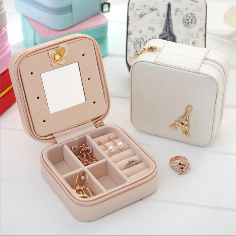 

Women Jewelry Box Travel Pu Portable Jewelry Storage Box Multi-layer Ring Necklace Earrings Storage Organizer Box Bag Vacation