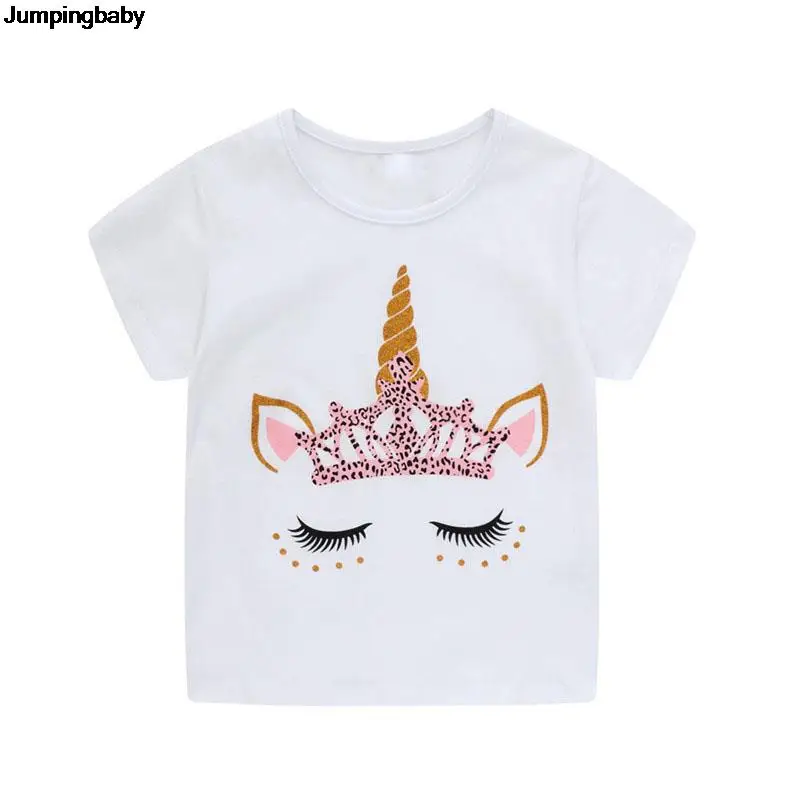 2021 Girls T Shirt Unicorn Summer Tops Roupa Infantil Menina T-shirt Camisetas Cute Top Pour Enfants Koszulka Unicornio Tshirts