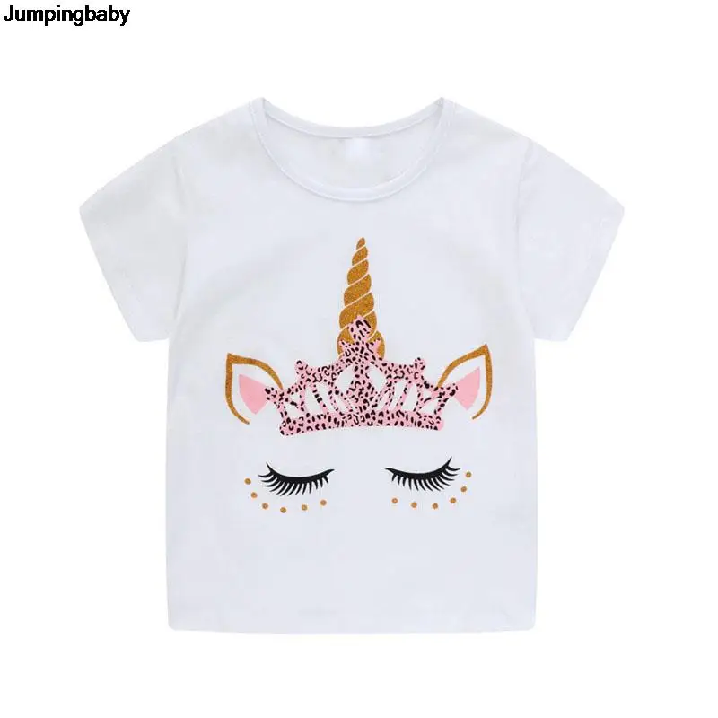 

2021 Girls T Shirt Unicorn Summer Tops Roupa Infantil Menina T-shirt Camisetas Cute Top Pour Enfants Koszulka Unicornio Tshirts