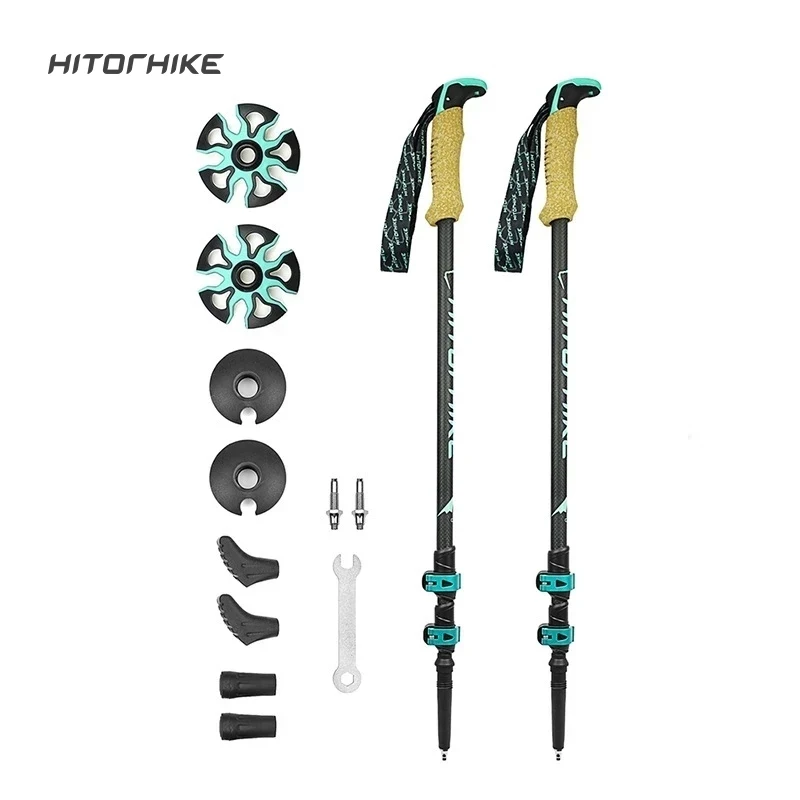 

Hitorhike 195g/pc Carbon Fiber Lightweight Trekking Pole Adjustable Telescopic Hiking Walking Stick 3 Section For Camping Hiking