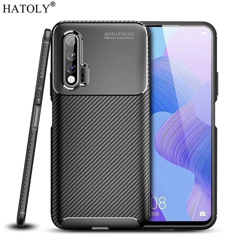 

For Huawei Nova 6 Case Luxury Carbon Fiber Texture Soft TPU Bumper Back Cover For Huawei Nova 6 SE Phone Case For Huawei Nova 6
