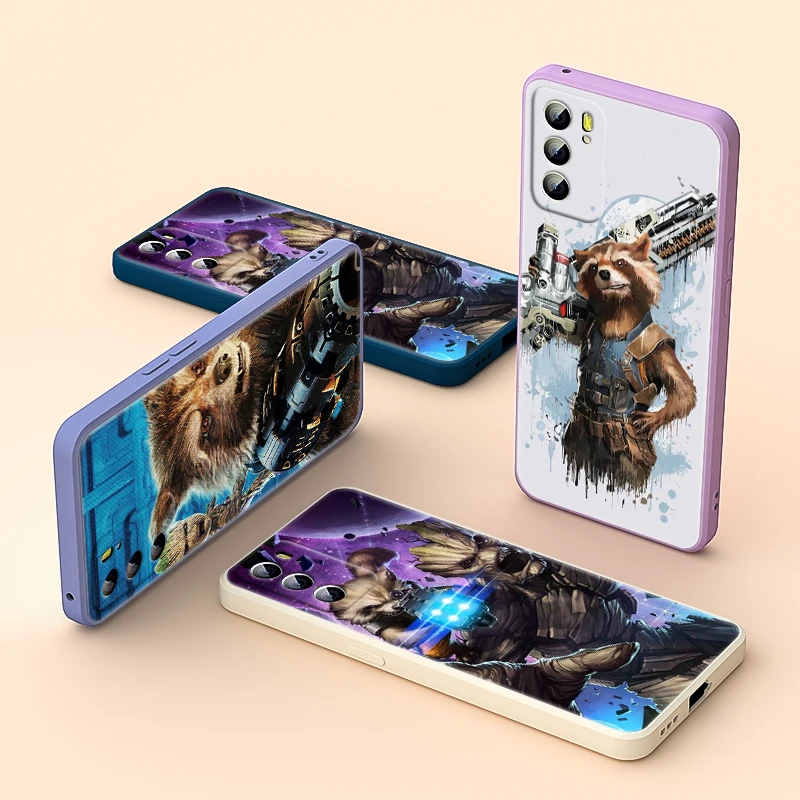 

Marvel Avengers Rocket Raccoon For OPPO Reno 6 5 4 3 2 2Z Find X3 X2 Neo Lite Pro Plus 5G Liquid Silicone Soft Cover Phone Case