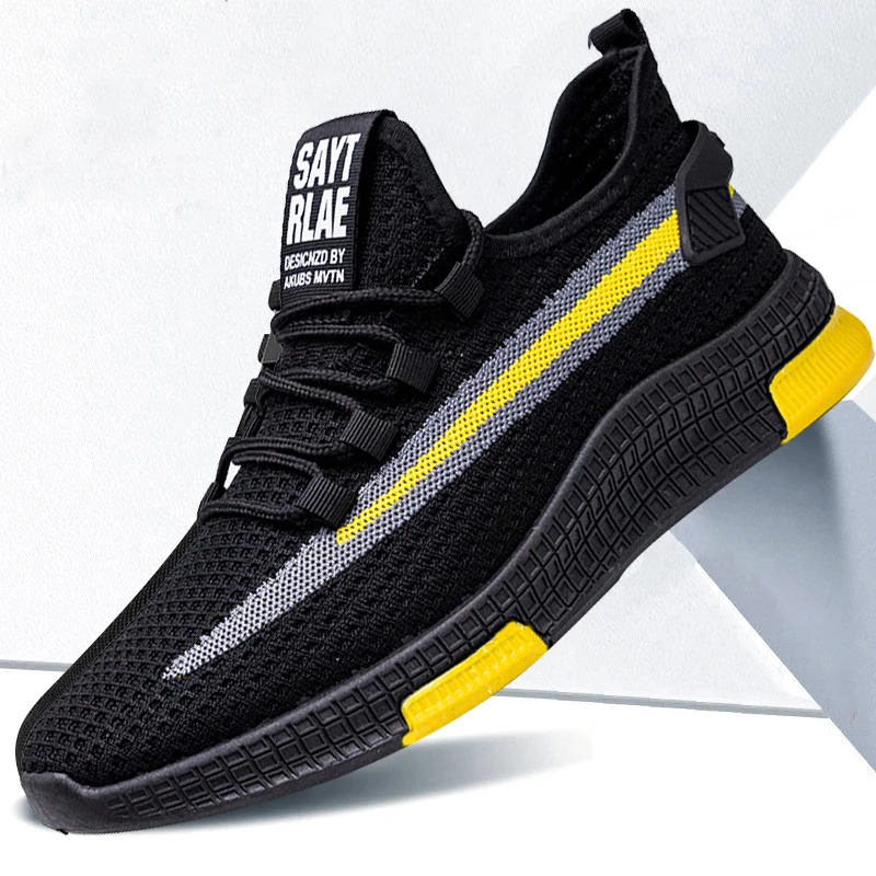 

New Men Sneakers Trainer Mesh Breathable Sports Shoes Fashion 2022 Male Casual Knit Vulcanized Shoes Running Tennis Footwear