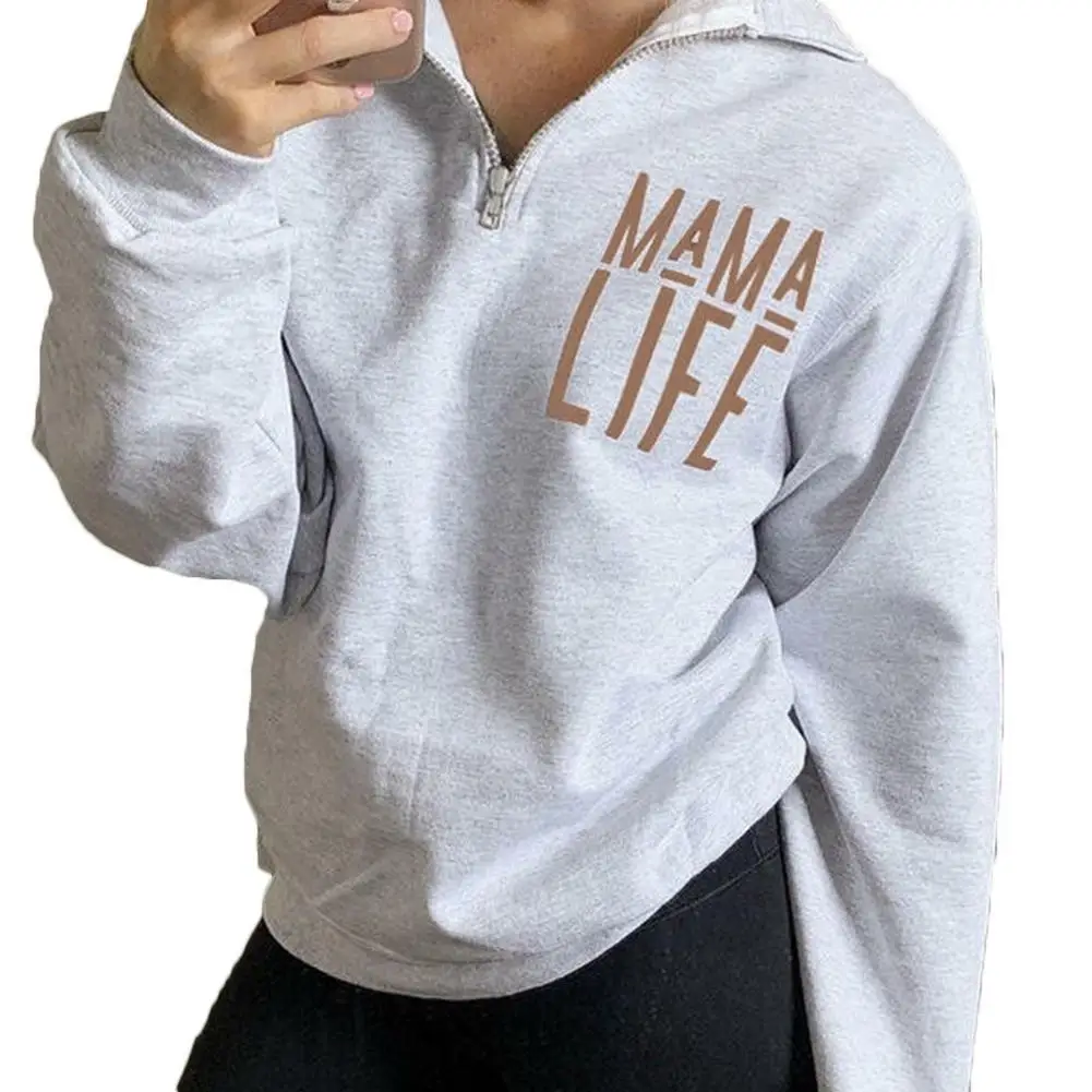 

Women Autumn Long Sleeve Loose Hooded Pullover Hoodie Printing Polyester Blouse